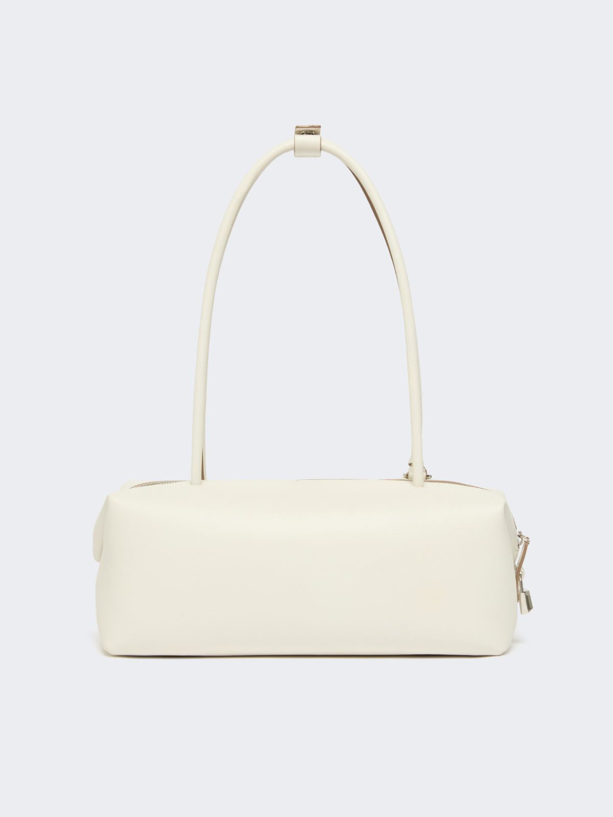 Natural leather bowler bag - White
