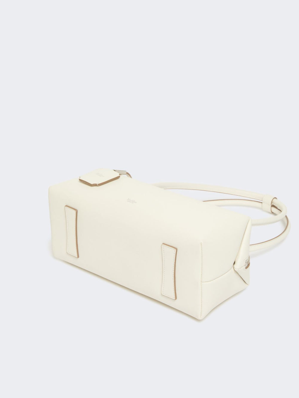 Natural leather bowler bag - White