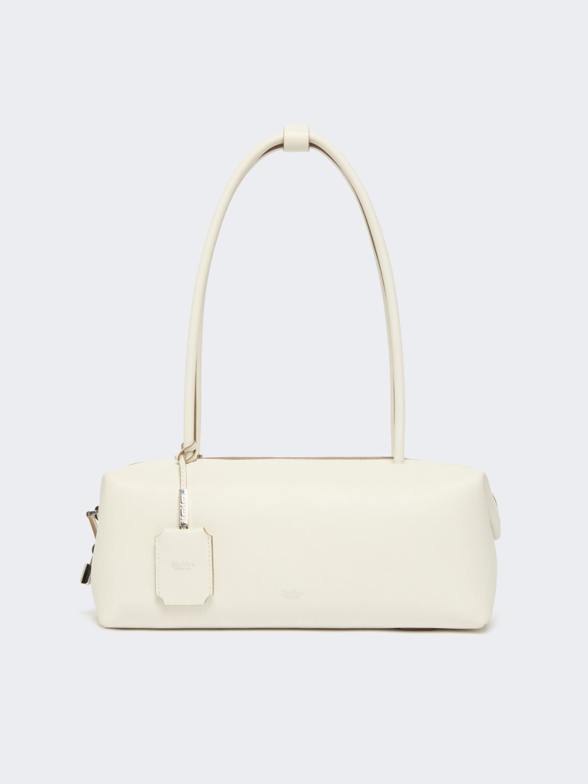 Natural leather bowler bag - White