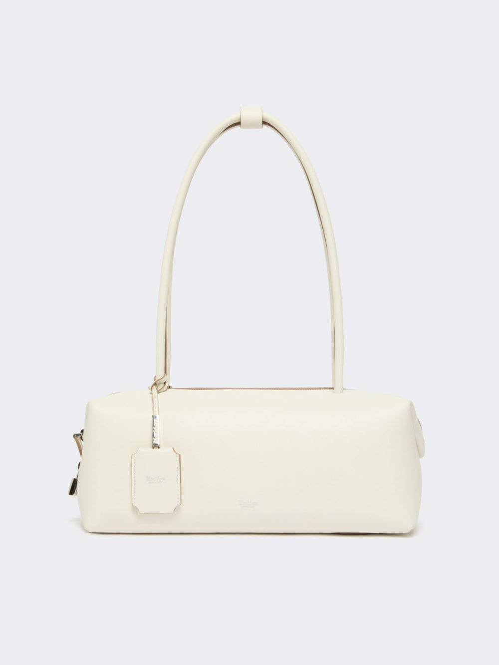 Natural leather bowler bag - White