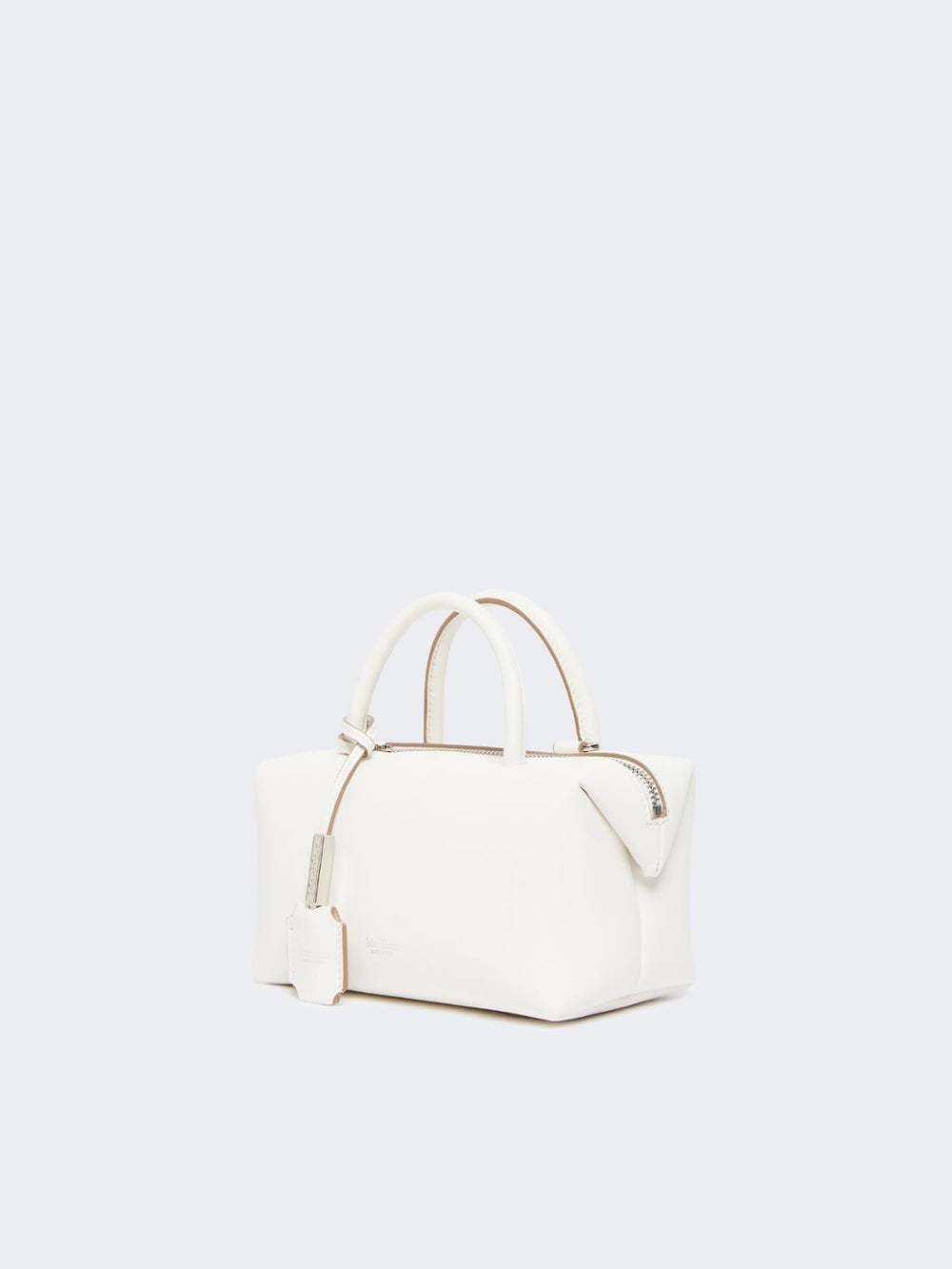 Small natural leather bowler bag - White