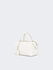 Small natural leather bowler bag - White