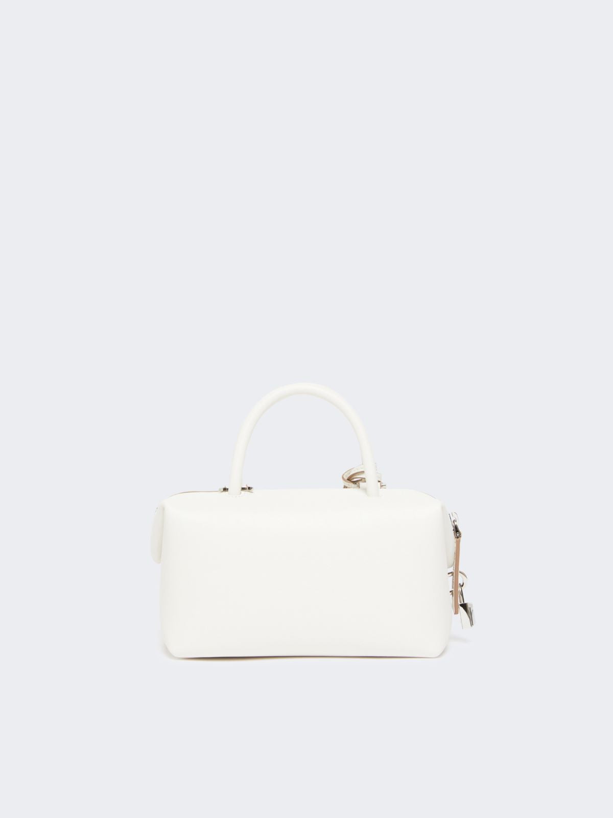 Small natural leather bowler bag - White