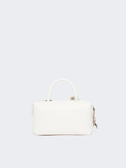 Small natural leather bowler bag - White