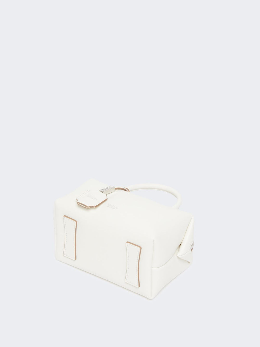 Small natural leather bowler bag - White