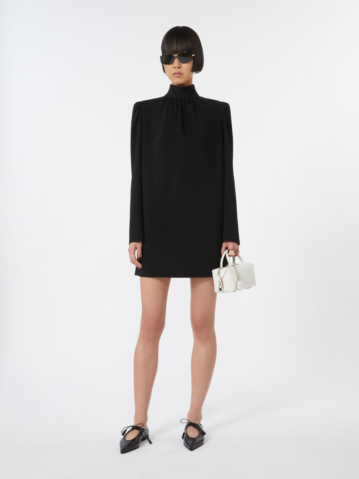 Small natural leather bowler bag - White