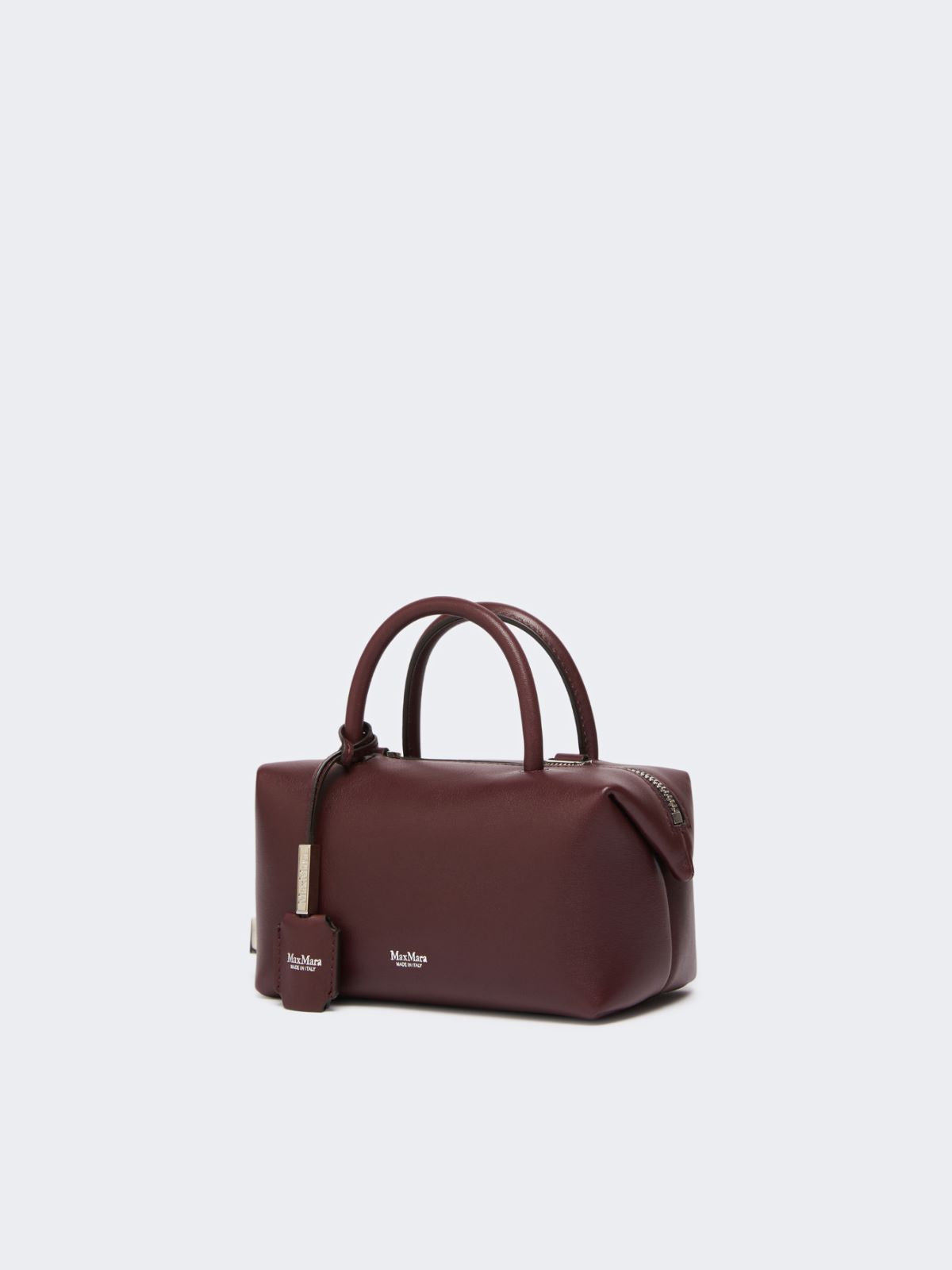 Small natural leather bowler bag - Bordeaux