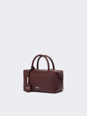Small natural leather bowler bag - Bordeaux