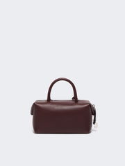Small natural leather bowler bag - Bordeaux