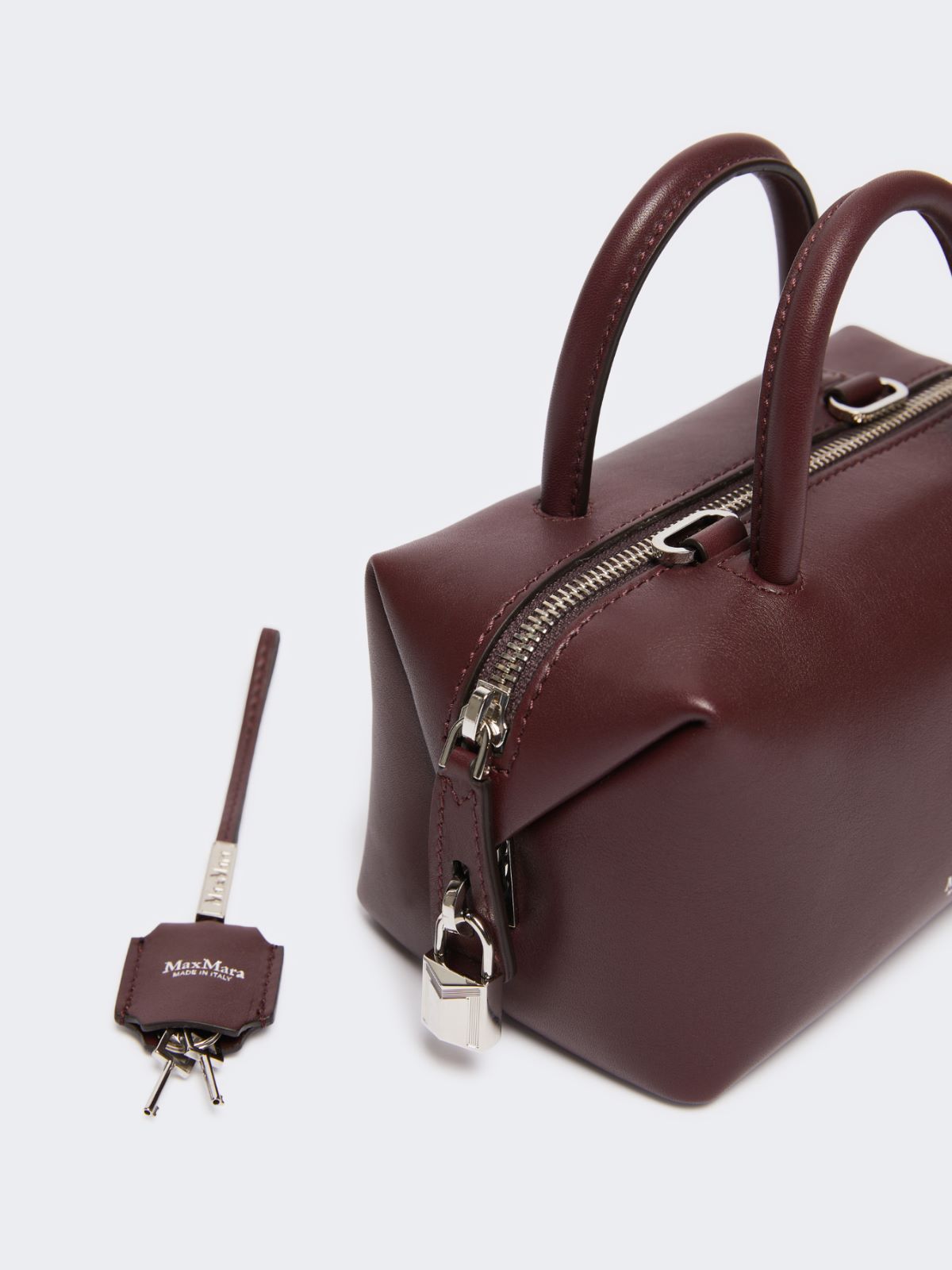 Small natural leather bowler bag - Bordeaux