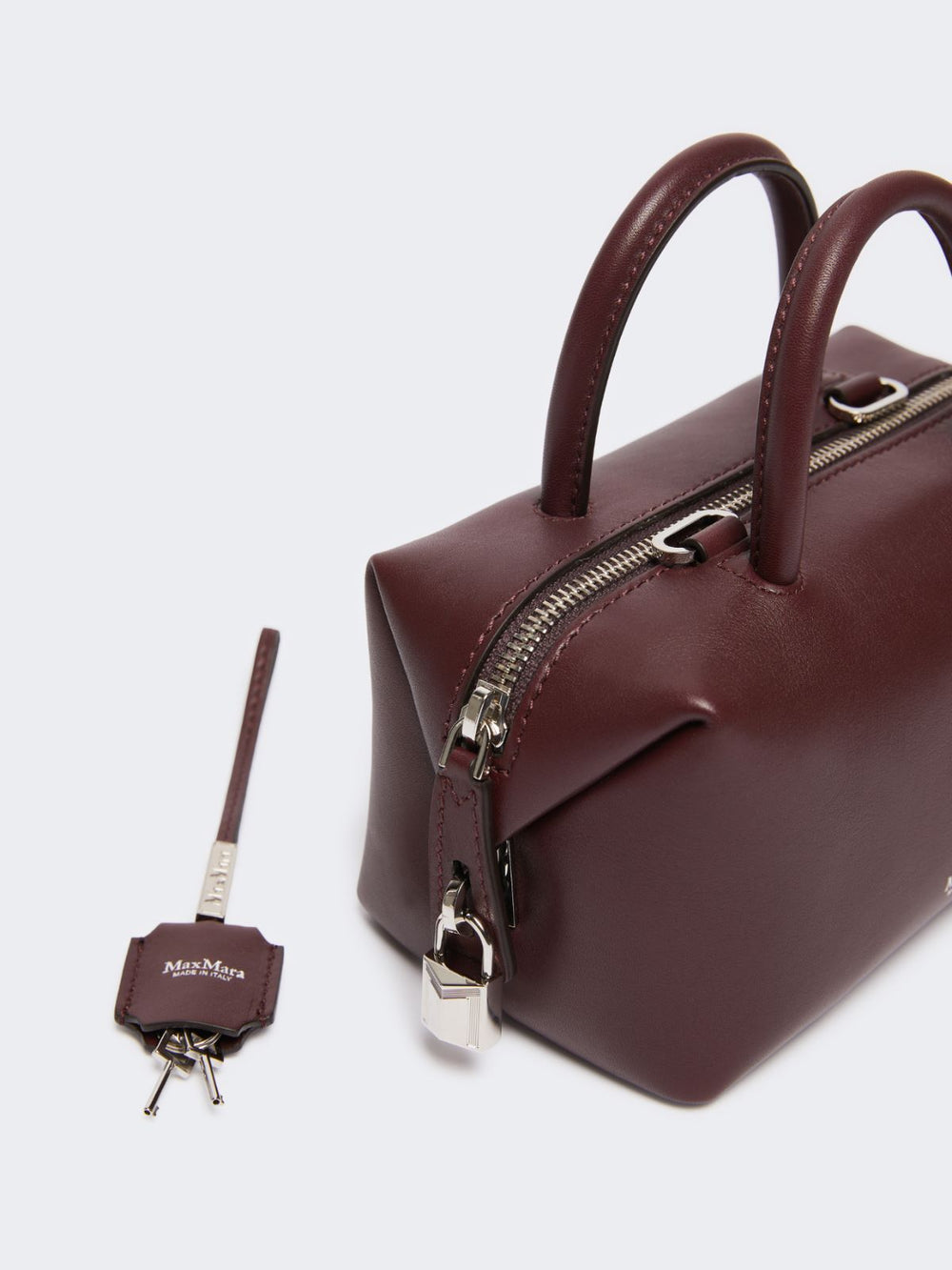 Small natural leather bowler bag - Bordeaux