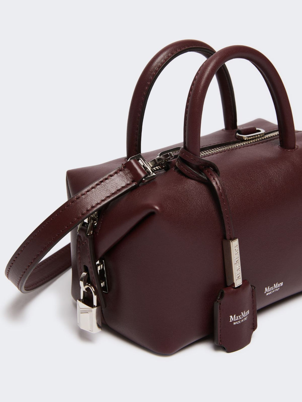 Small natural leather bowler bag - Bordeaux