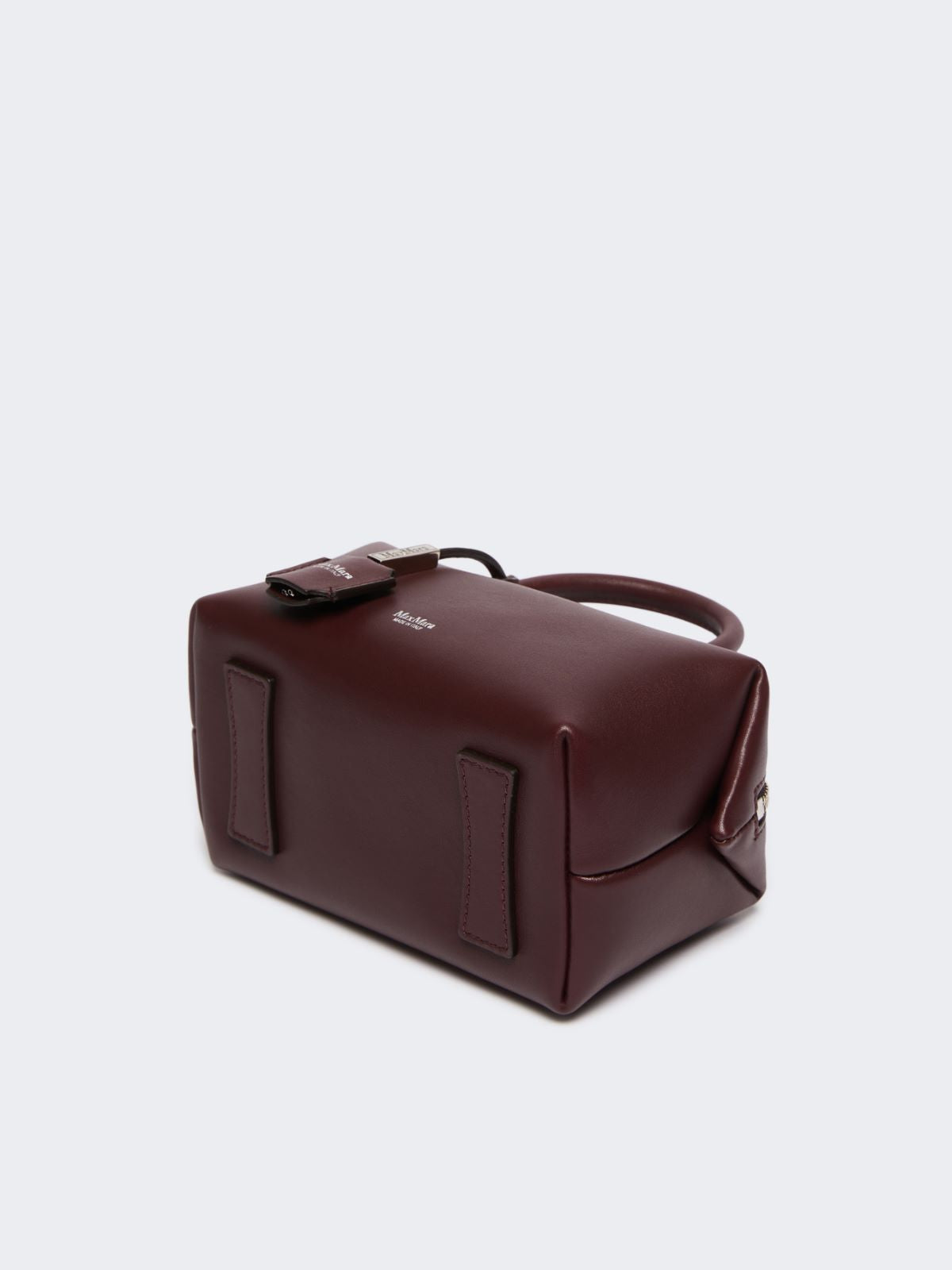 Small natural leather bowler bag - Bordeaux