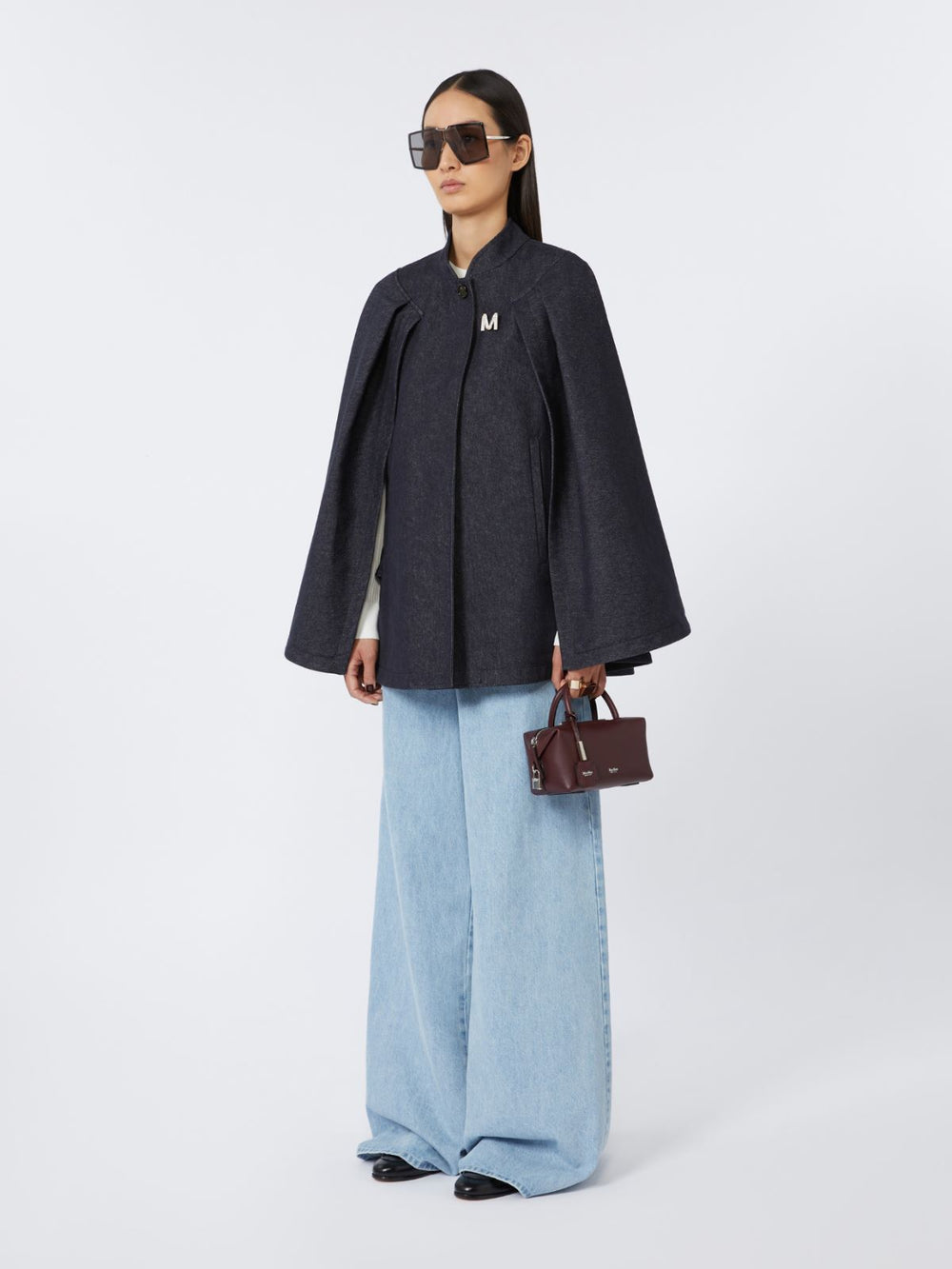 Small natural leather bowler bag - Bordeaux