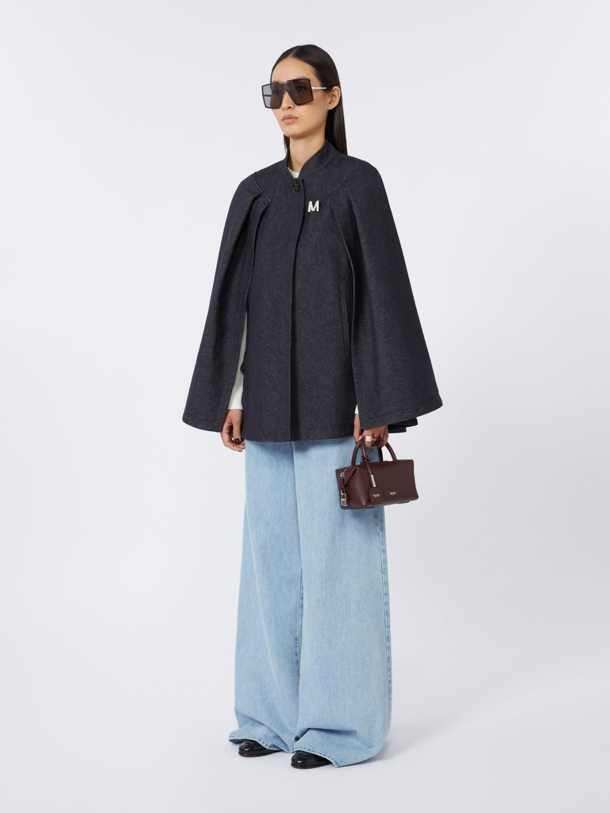 Small natural leather bowler bag - Bordeaux