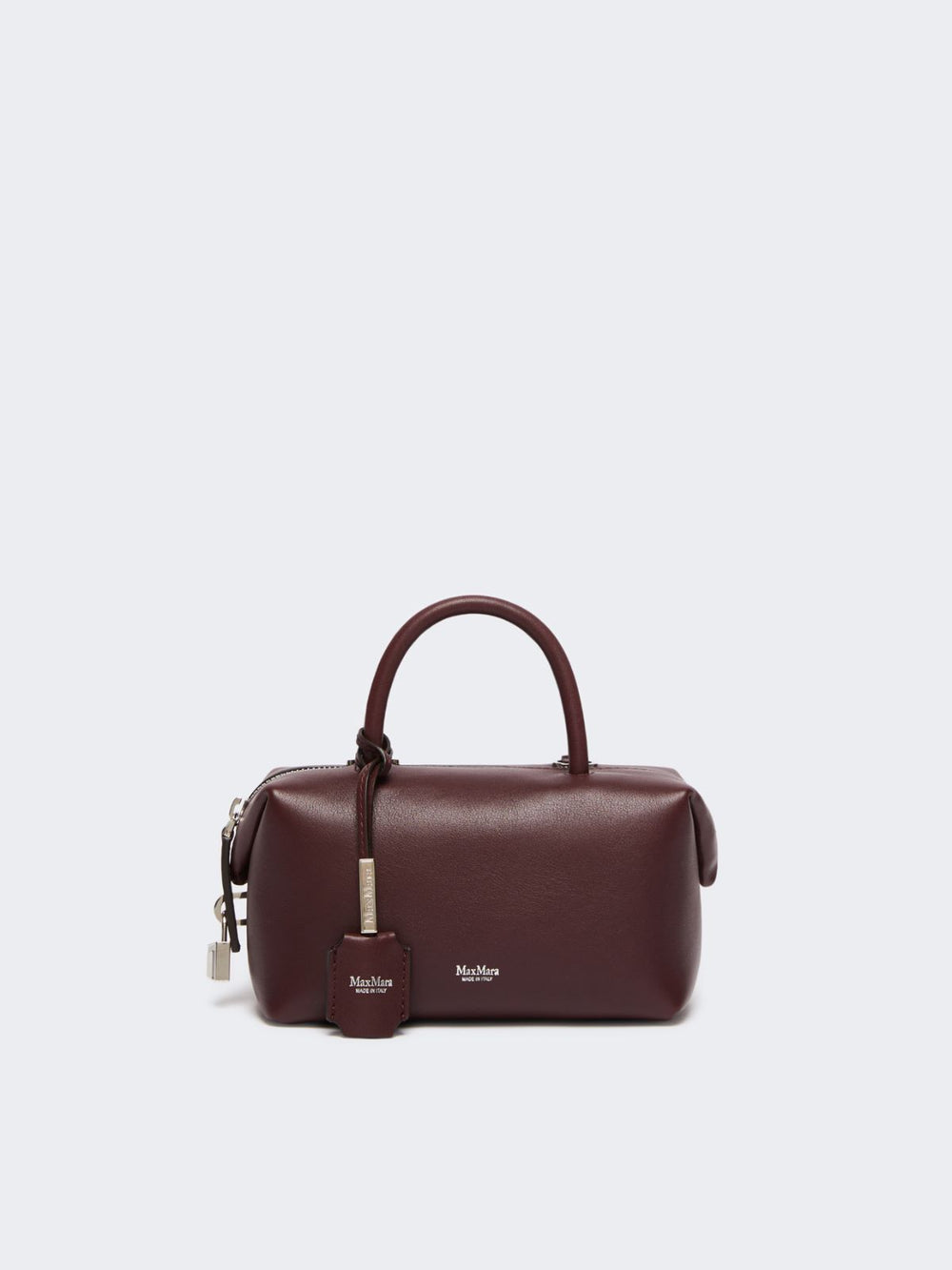 Small natural leather bowler bag - Bordeaux