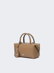 Small natural leather bowler bag - Mud