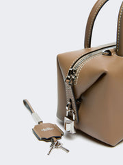 Small natural leather bowler bag - Mud