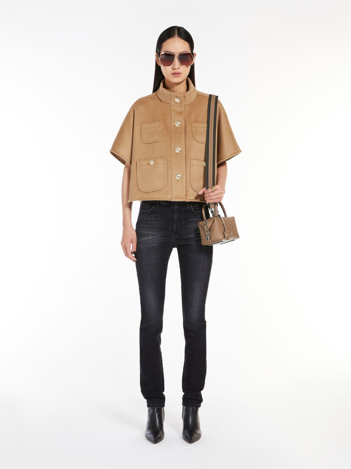 Small natural leather bowler bag - Mud