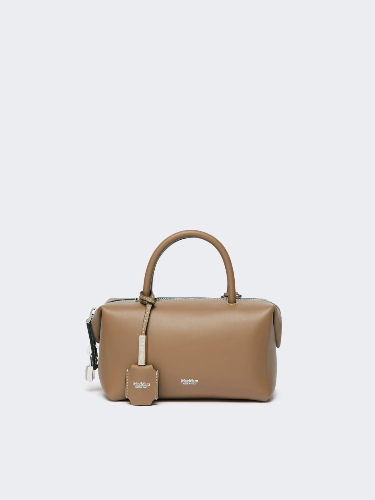 Small natural leather bowler bag - Mud
