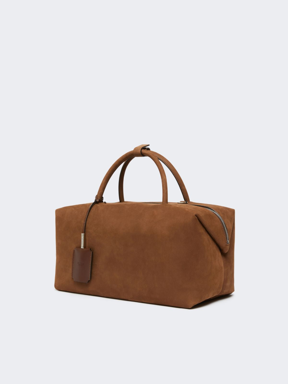 Large nubuck leather Boston bag - Dark brown
