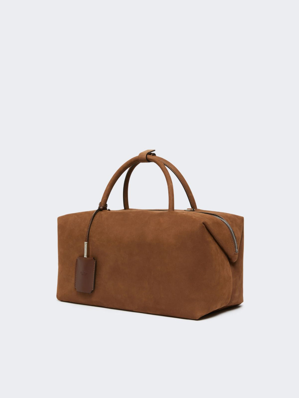 Large nubuck leather Boston bag - Dark brown
