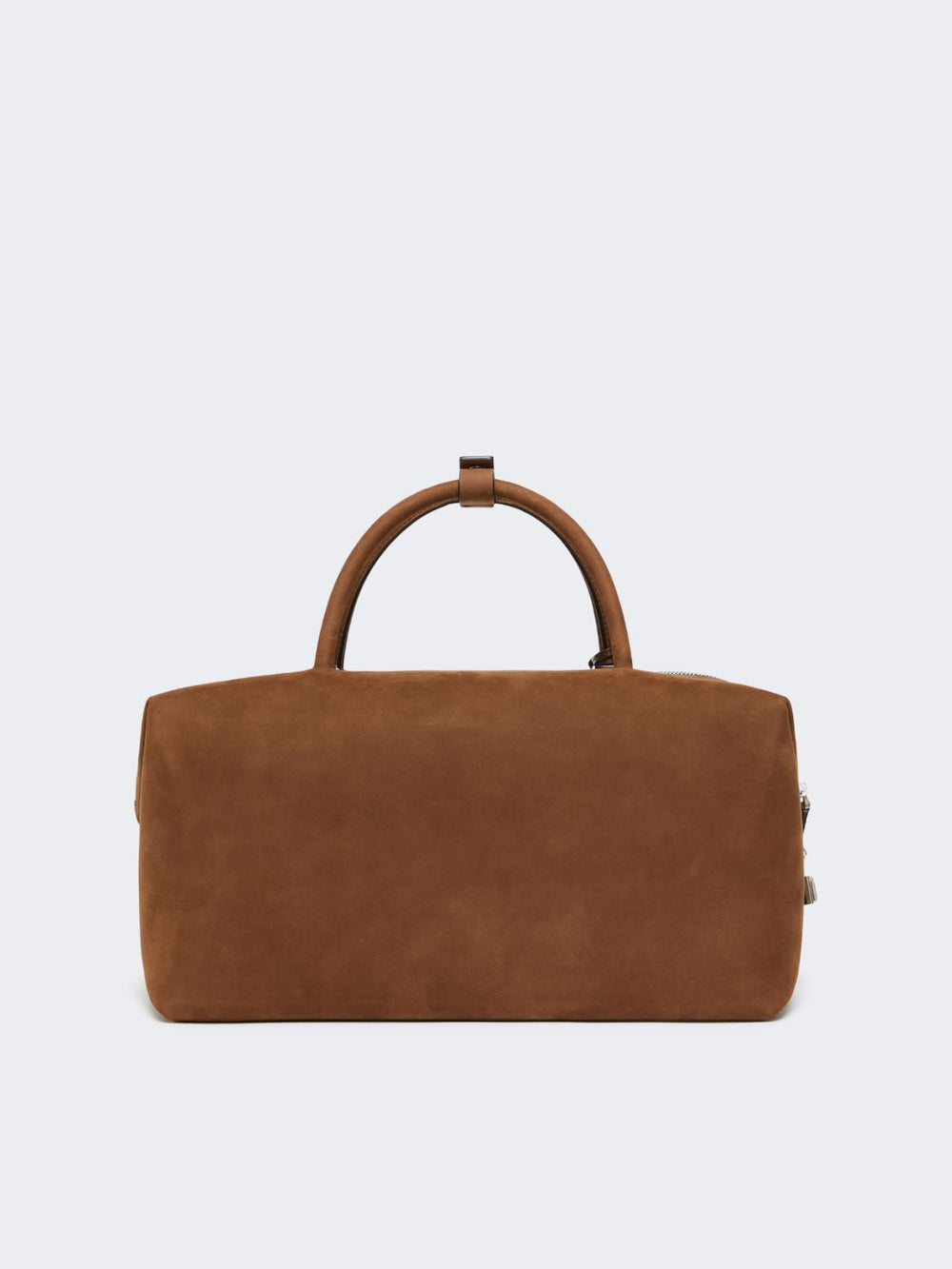 Large nubuck leather Boston bag - Dark brown