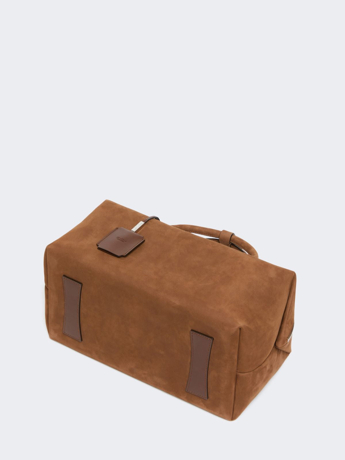 Large nubuck leather Boston bag - Dark brown