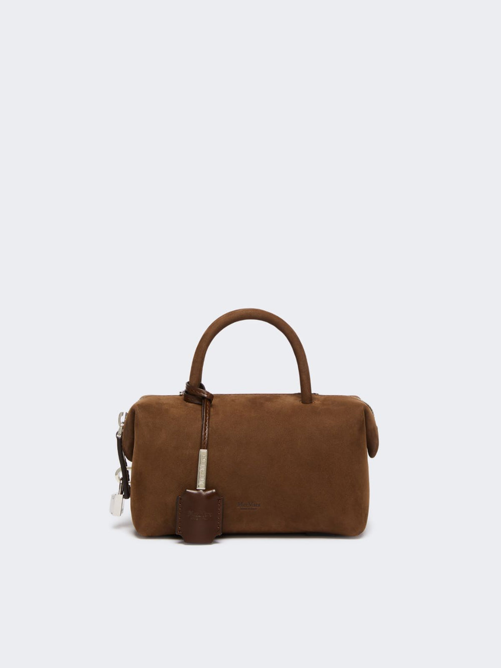 Small nubuck leather bowler bag - Dark brown