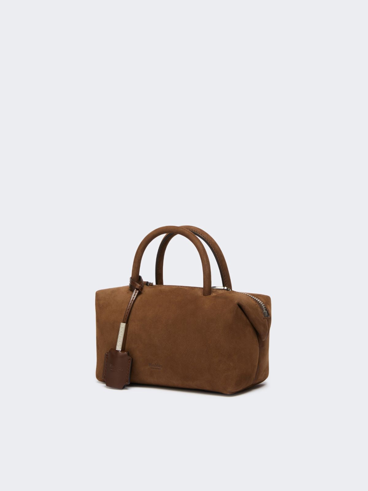 Small nubuck leather bowler bag - Dark brown