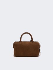 Small nubuck leather bowler bag - Dark brown