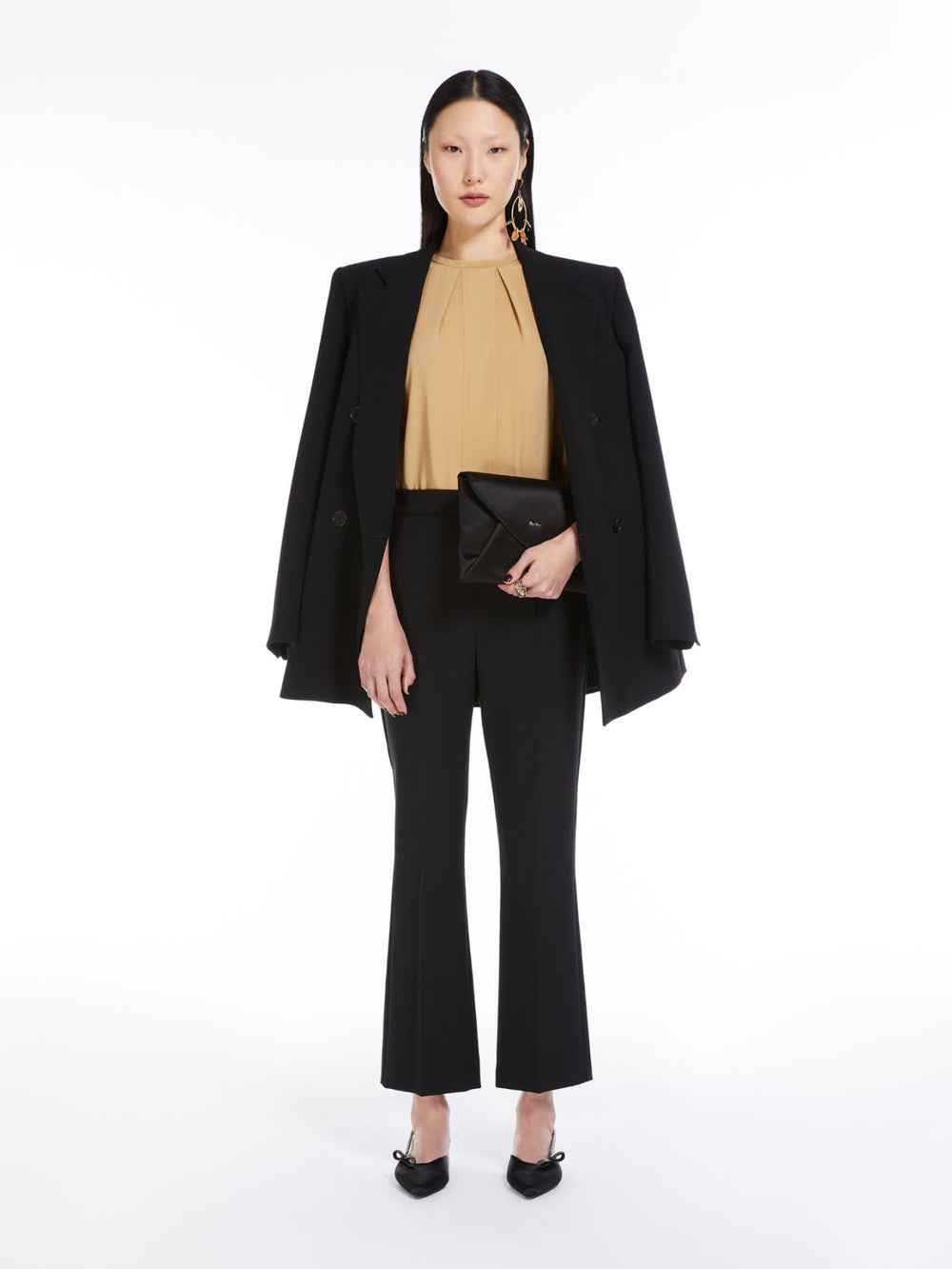 Viscose and silk satin clutch bag - Black