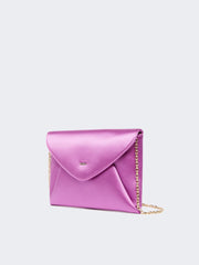 Viscose and silk satin clutch bag - Fuchsia