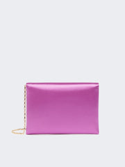 Viscose and silk satin clutch bag - Fuchsia