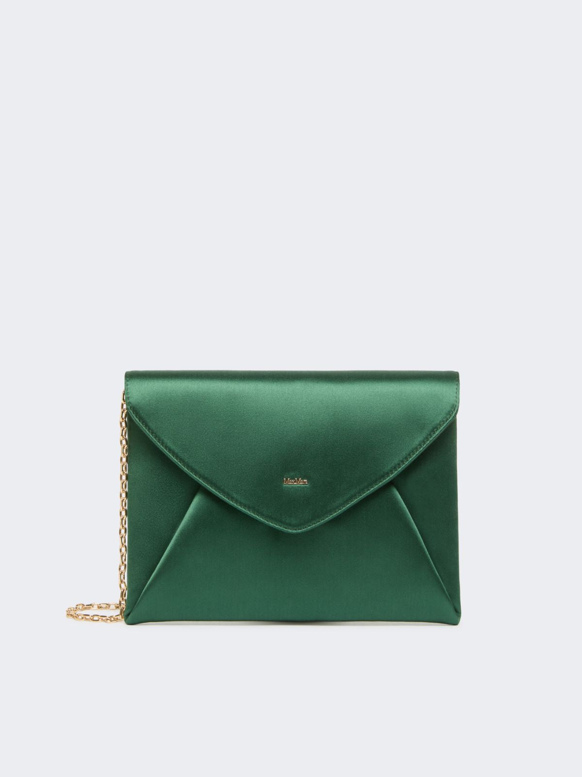 Viscose and silk satin clutch bag - Emerald