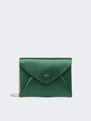 Viscose and silk satin clutch bag - Emerald