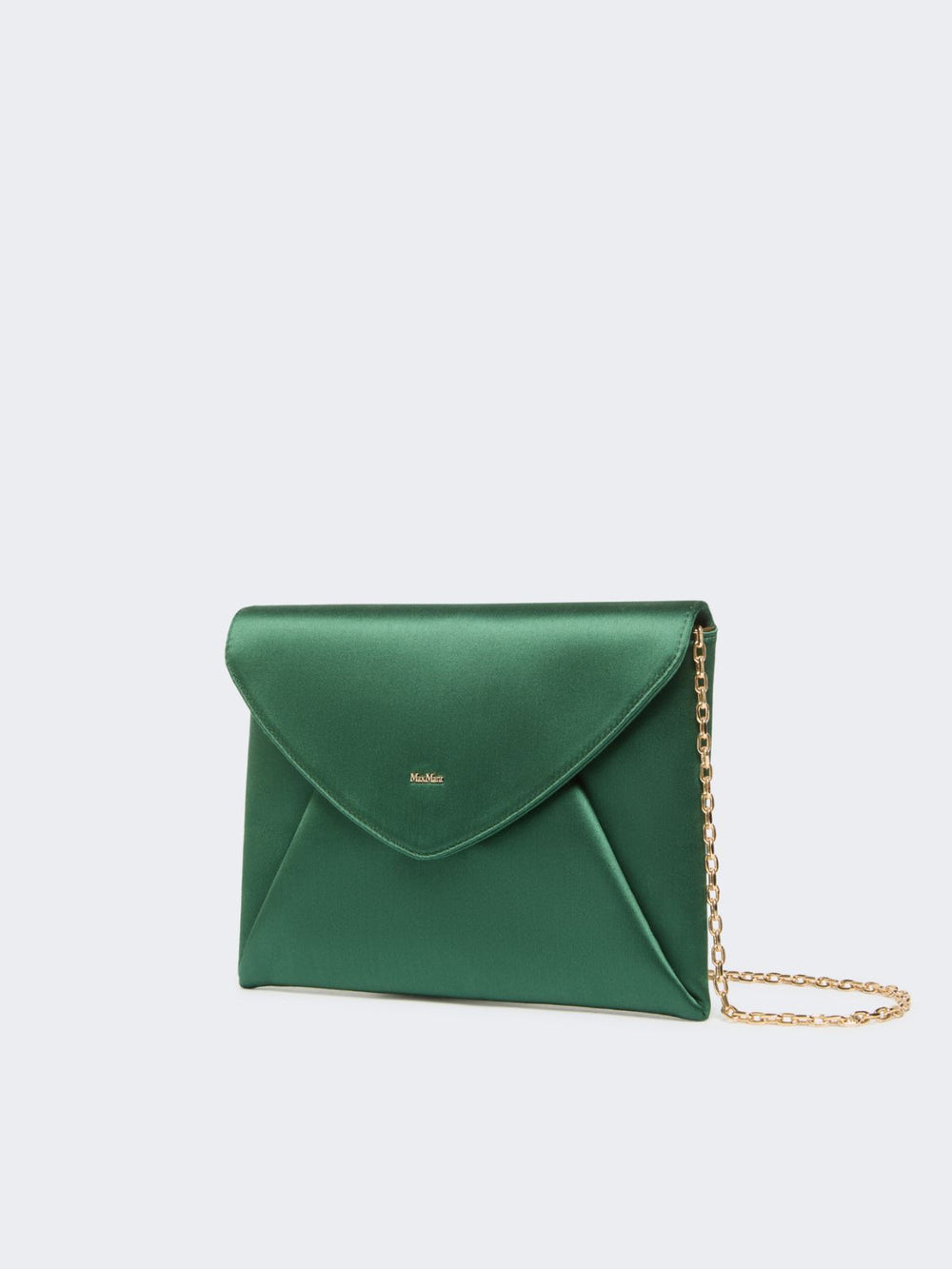 Viscose and silk satin clutch bag - Emerald