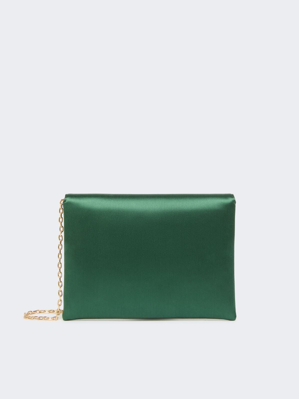 Viscose and silk satin clutch bag - Emerald