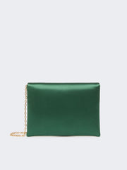 Viscose and silk satin clutch bag - Emerald