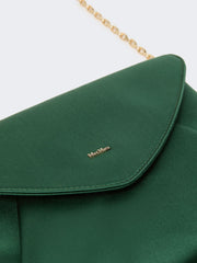 Viscose and silk satin clutch bag - Emerald
