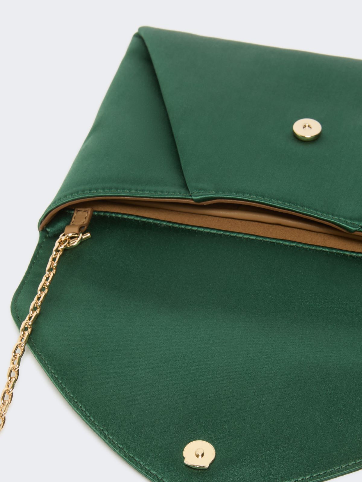 Viscose and silk satin clutch bag - Emerald
