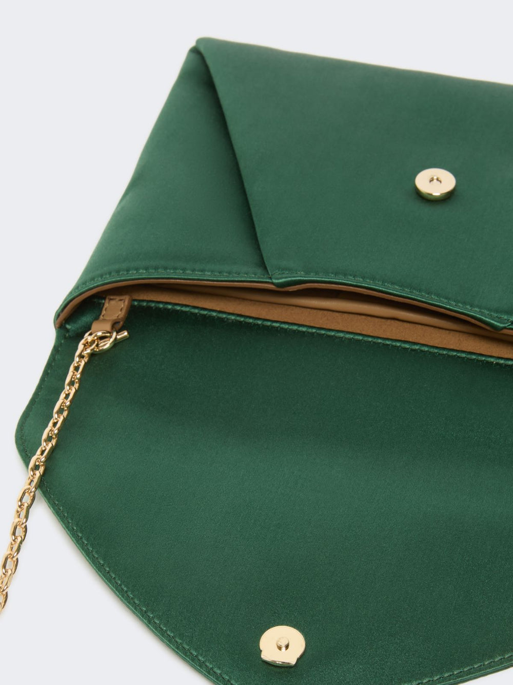 Viscose and silk satin clutch bag - Emerald
