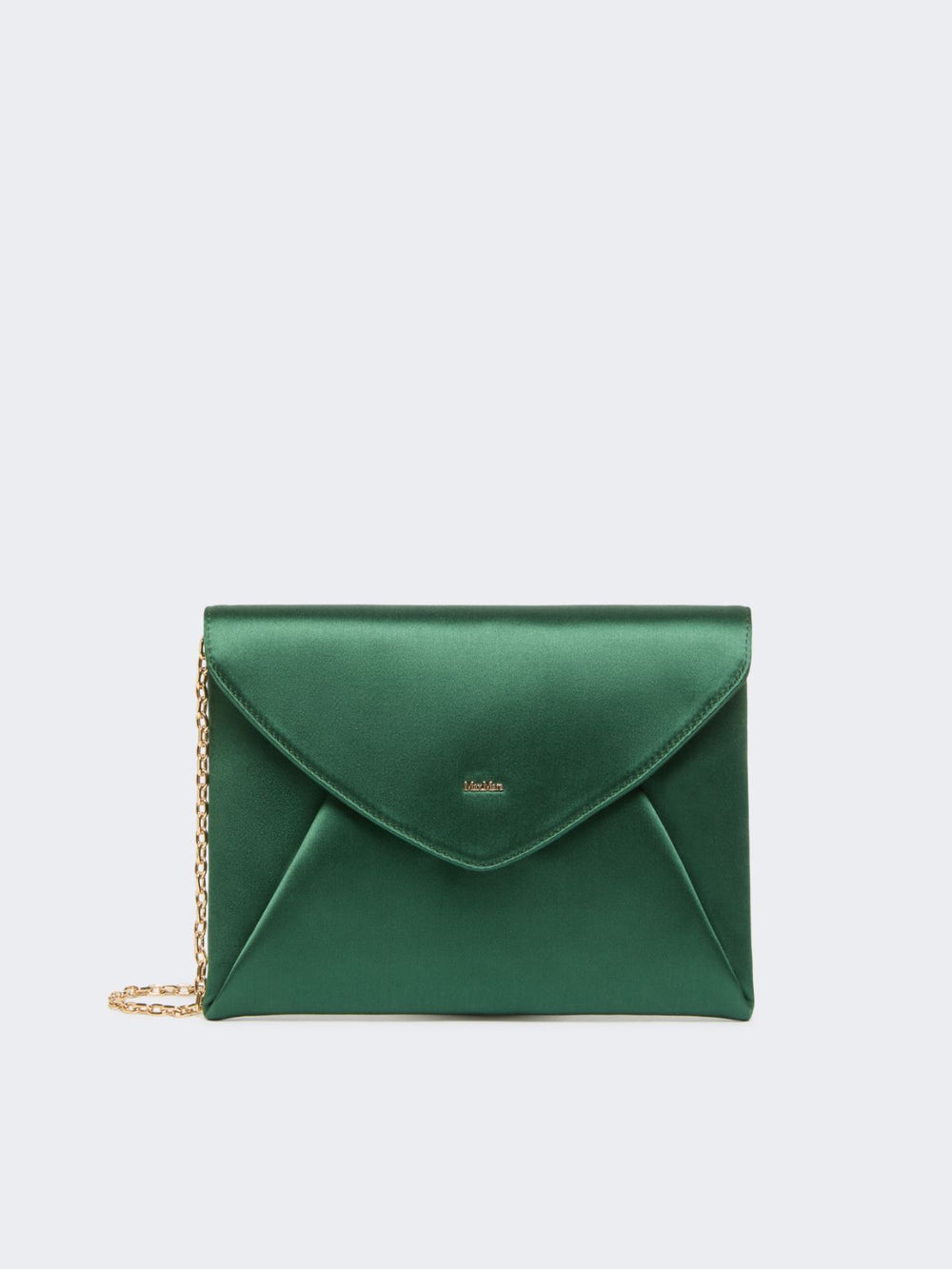 Viscose and silk satin clutch bag - Emerald