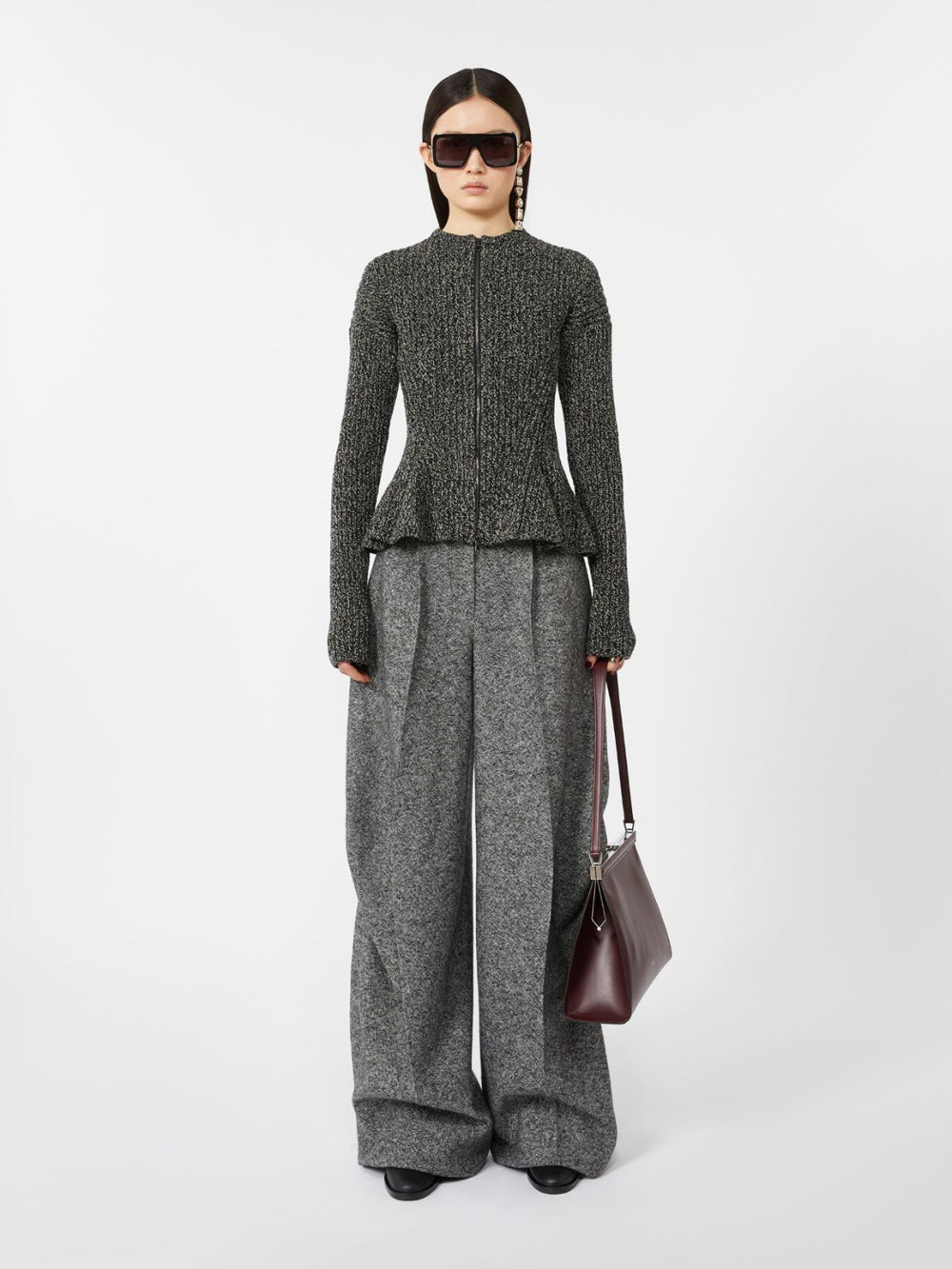 Low-sheen leather handbag - Bordeaux