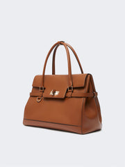 Natural leather handbag - Amber brown