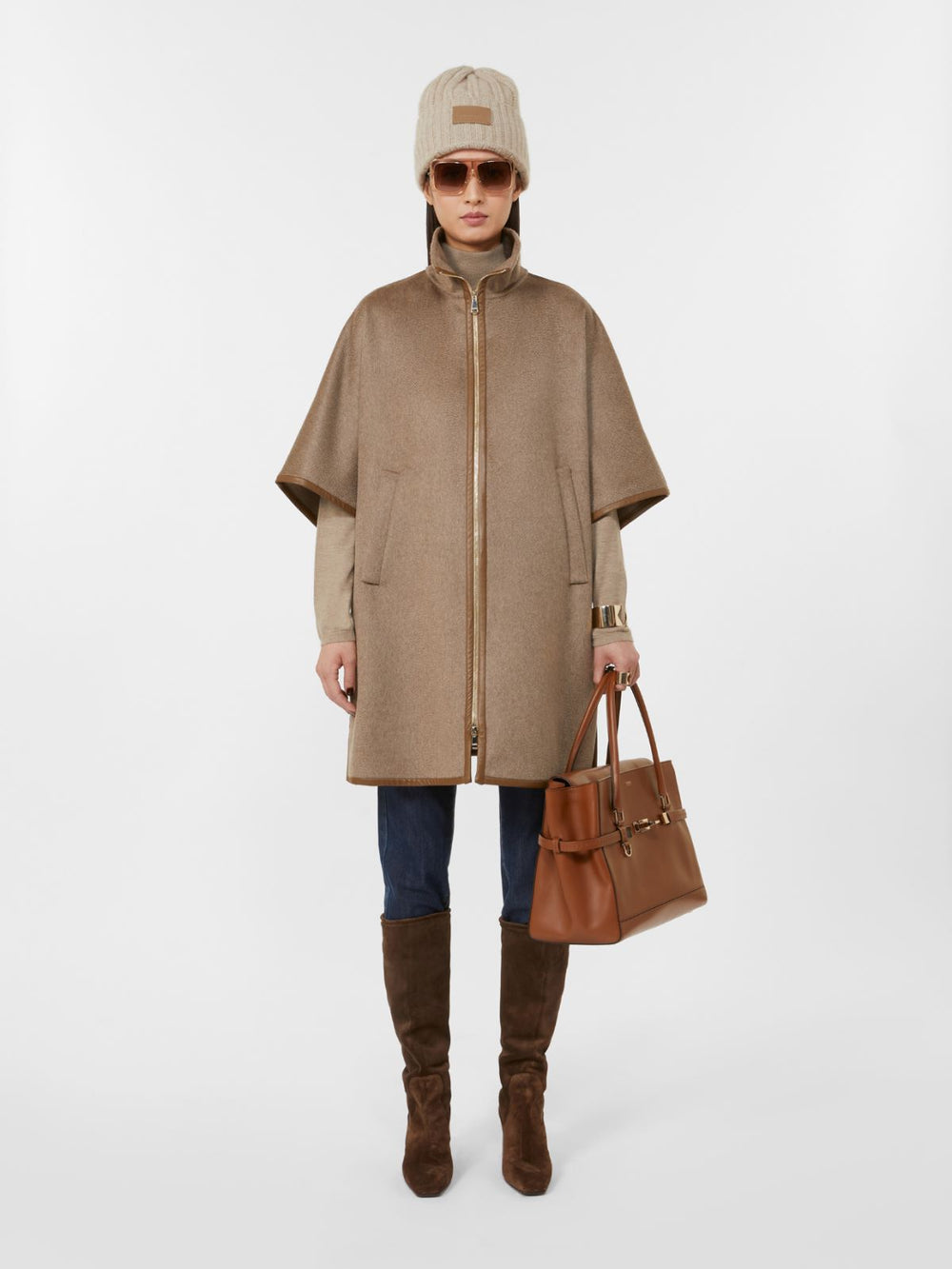 Natural leather handbag - Amber brown