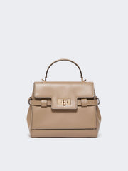 Smooth leather handbag - Mud