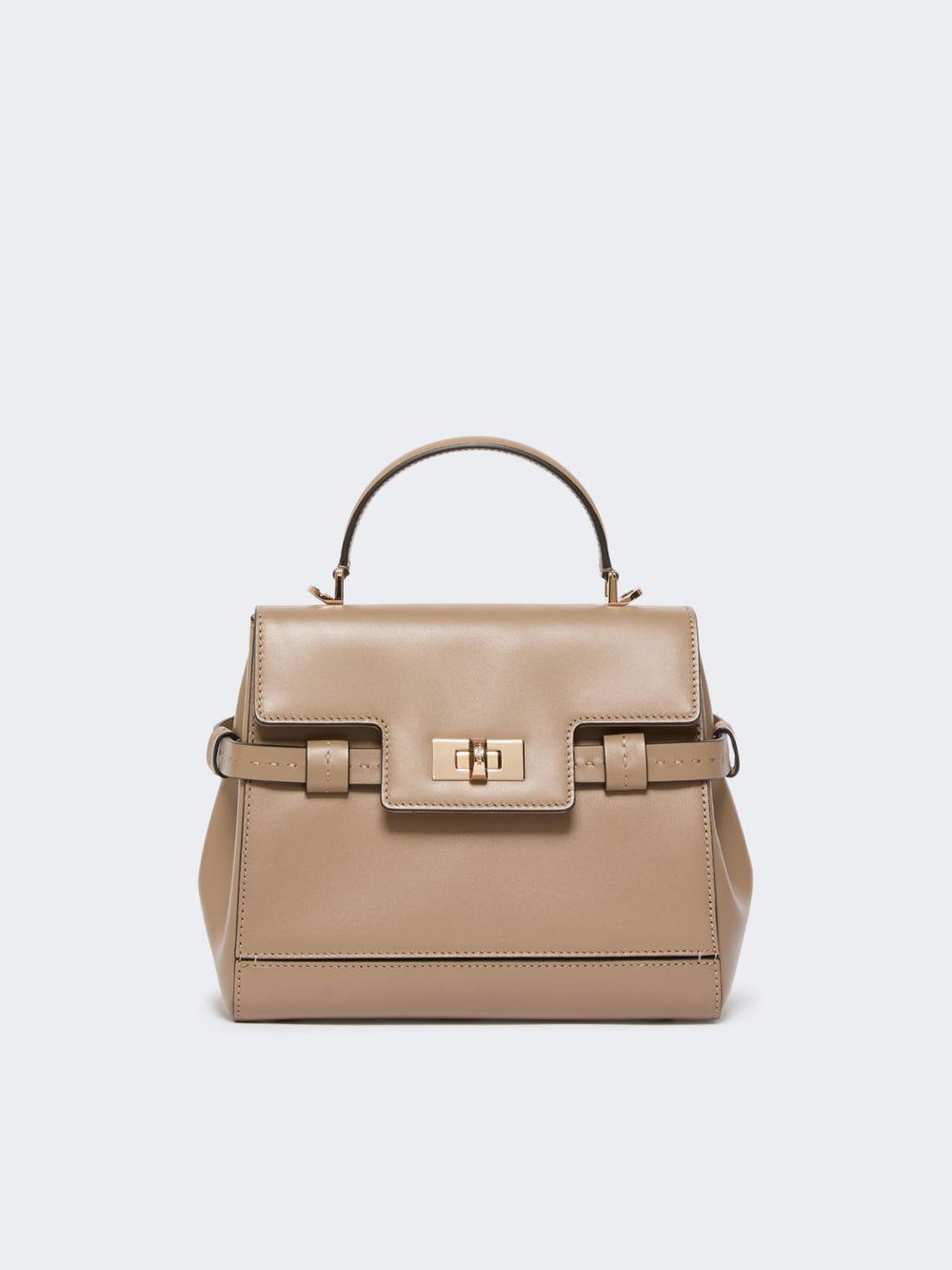 Smooth leather handbag - Mud