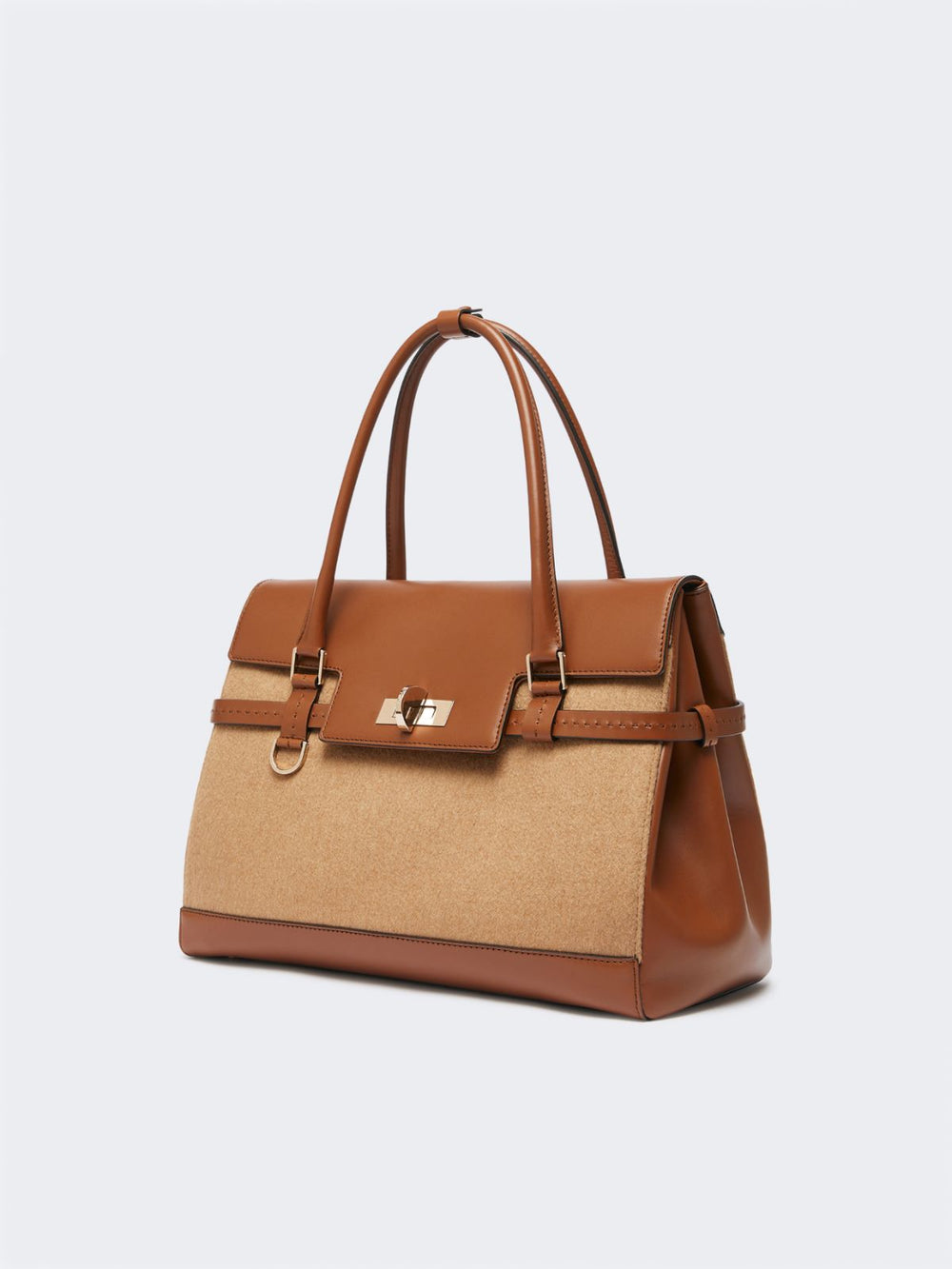 Camel and leather handbag - Camel