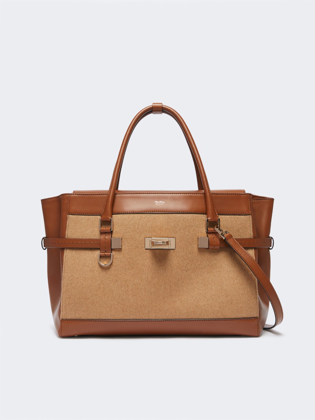 Camel and leather handbag - Camel